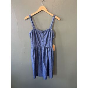 Vans Womens Blue Denim Sleeveless Summer Dress Short Size Medium